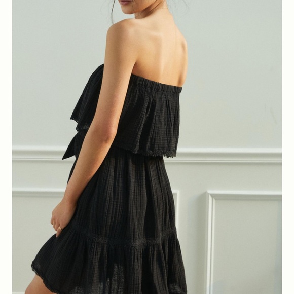 DAILY PRACTICE BY ANTHROPOLOGIE BLACK KYLIE KONA STRAPLESS DRESS - Picture 5 of 15